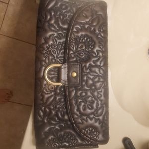 Faux tooled leather clutch